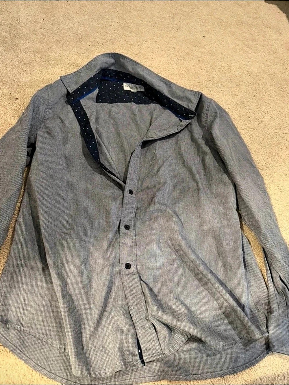 Calvin Klein Men's Gray Geometric Casual Button Down Shirt